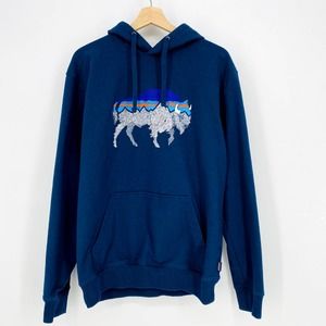 Patagonia | Jackets u0026 Coats | Patagonia L Navy Regular Fit Buffalo Graphic  Long Sleeve Hoodie Sweatshirt | Poshmark